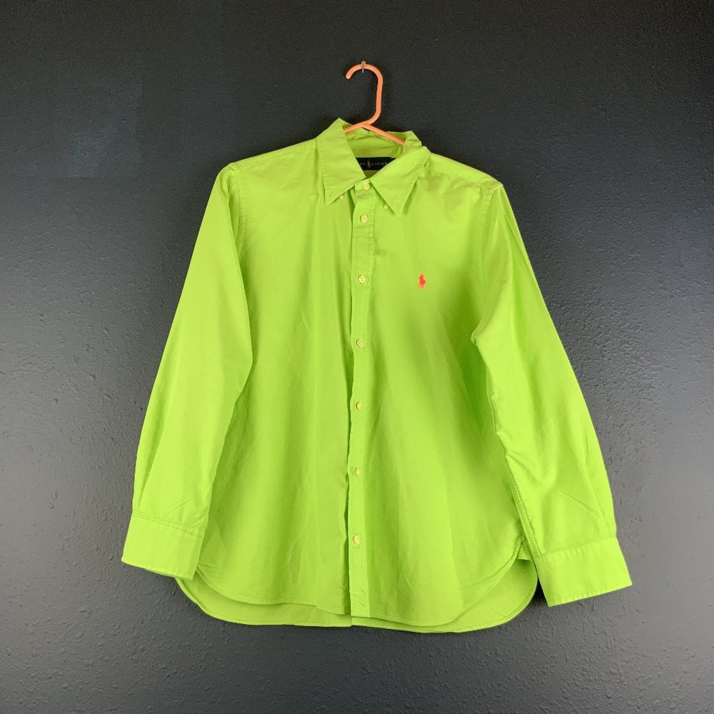 Ralph Lauren BRIGHT Lime Green Button Down Shirt